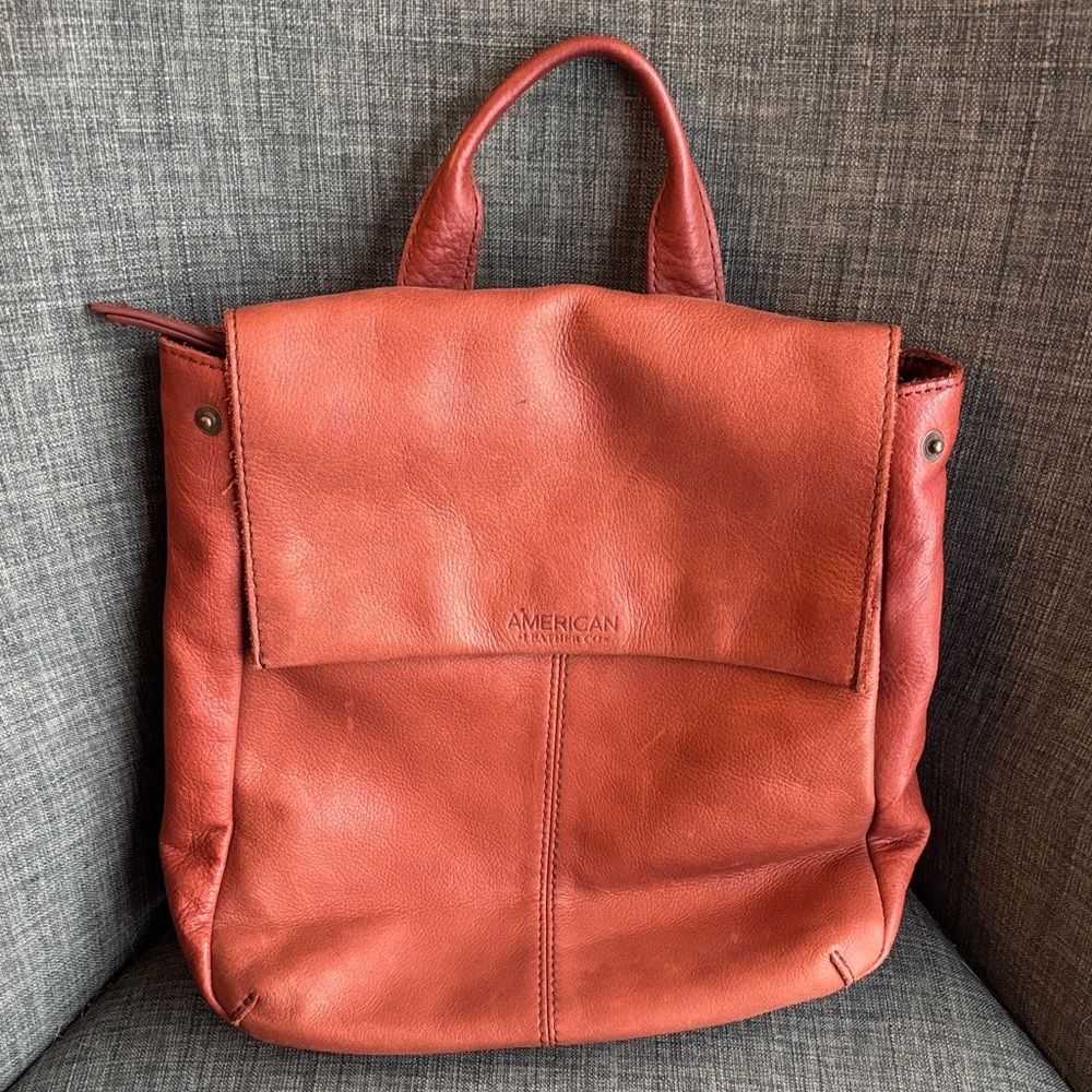 American Leather Co. brown Women backpack Bag purse neutral classic everyday GUC - Picture 3 of 16